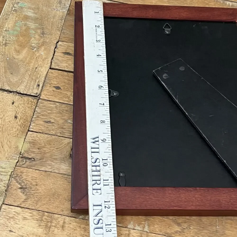 Set of 3 Wooden Picture Frames Different Sizes Red Brown Curved Edge